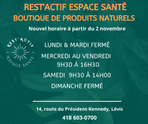 nouvel horaire boutique